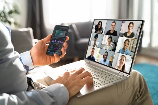 Videochat Business Training Call Laptop Komputer — Zdjęcie stockowe