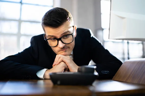 Warten Festnetztelefon Oder Anruf Schreibtisch — Stockfoto