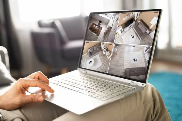 Cctv Beveiligingscamera Bewaking Beelden Laptop — Stockfoto