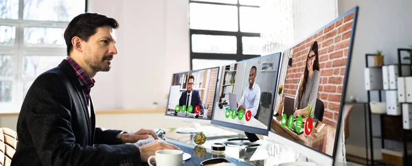 Video Conferencing Webinar Εκπαίδευση Business Call Στην Οθόνη — Φωτογραφία Αρχείου