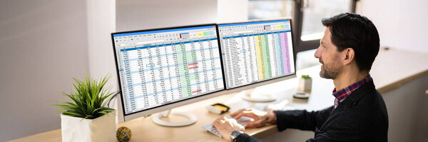 Сотрудник аудитора и аналитик данных с использованием компьютерной таблицы