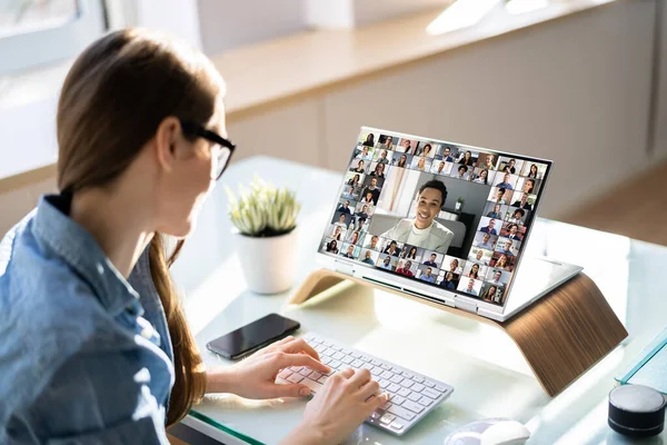 Online Videoconferentie Webinar Call Vergadering Van Videoconferentie — Stockfoto