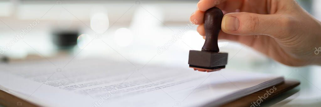 Notary Contract Stamp Or Certificate. Permit Paperwork