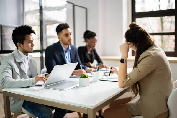 Disciplinaire Bijeenkomst Interview Mislukt Covid Mask — Stockfoto