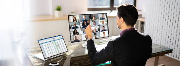 Online Virtual Video Conference Webinar Business Call — Stockfoto