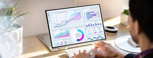 Kpi Dashboard Data Analytics Auf Business Laptop — Stockfoto