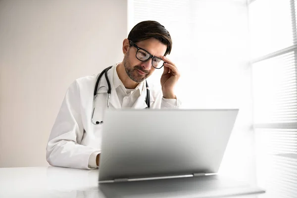 Sad Young Male Doctor Sitting Clinic — Stock Photo, Image