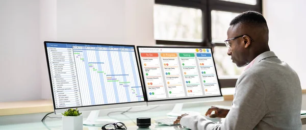 Dienstregeling Agenda Verslag Gantt — Stockfoto