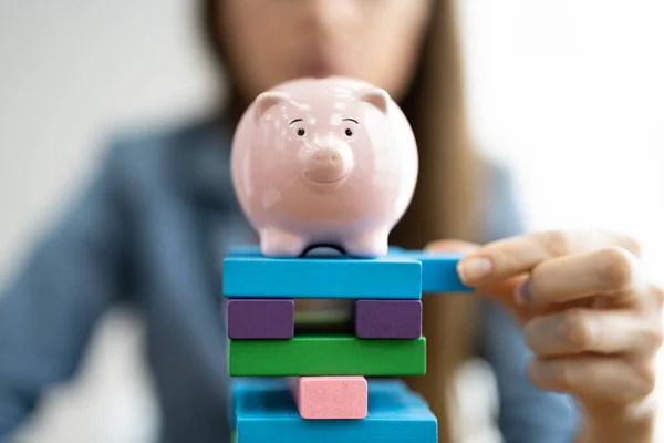 401K Piggy Bank Investment Budget Balance — Stock Photo, Image