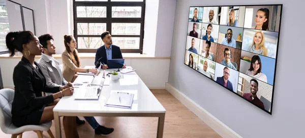 Video Telefonkonferenz Konferenzraum — Stockfoto