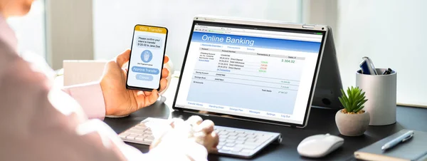 Online Bank Commerce Geldüberweisung Faktor App — Stockfoto