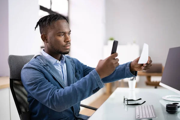 Vzdálená Kontrola Vkladu Fotografování Mobilním Telefonem — Stock fotografie