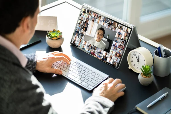 Online Video Conference Webinar Call Inglês Reunião Videoconferência — Fotografia de Stock