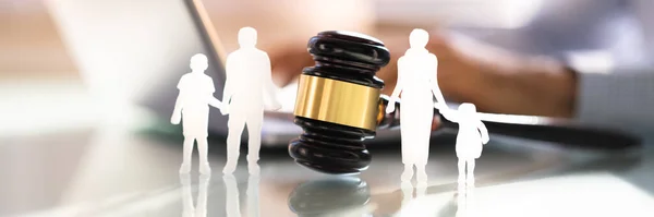 Separation Family Silhouette Gavel Courtroom — Stock Photo, Image