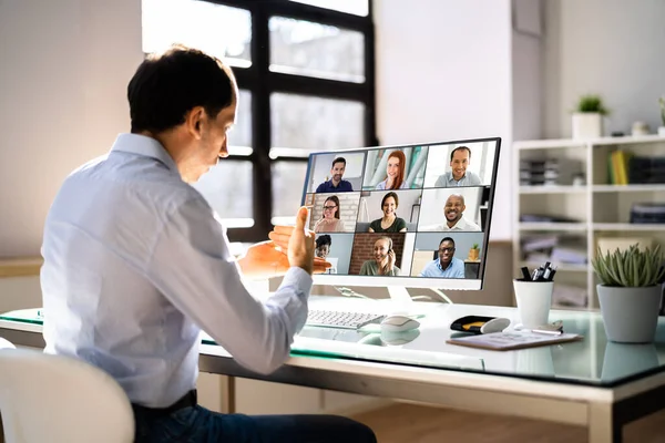 Sign Language Deaf Disabled People Video Conference — Stock Photo, Image