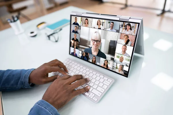 Online Videokonference Obchodní Schůzka Hovor Notebooku — Stock fotografie