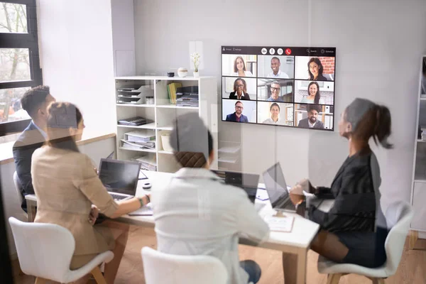 Business Video Conference Call Meeting Room — Stock Photo, Image