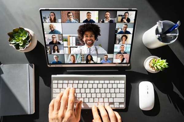 Videoconferenza Online Webinar Digitale Sullo Schermo — Foto Stock