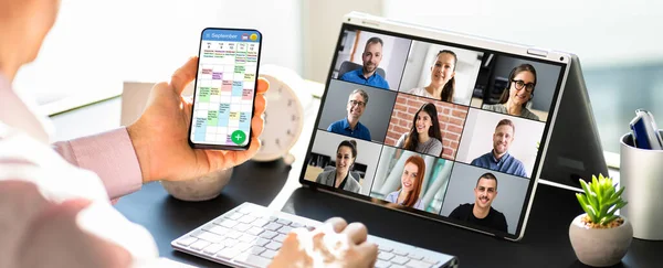Virtual Video Conference Call Meeting Financial Presentation — Stock Photo, Image