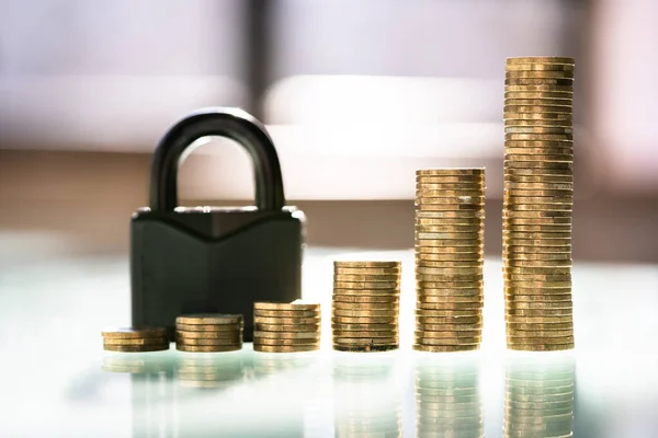 Salary Protection Money Security Coin Stack Insurance — Stock Photo, Image