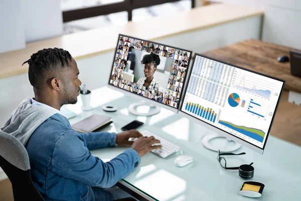 Curso Treinamento Line Videoconferência Escritório — Fotografia de Stock