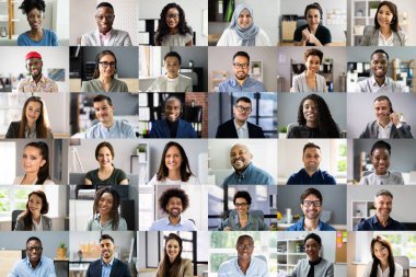 Çeşitli İnsanların Yüzü veya Avatar Portre Kolajı