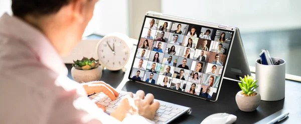 Online Video Konference Webinar Call Videokonferenční Setkání — Stock fotografie