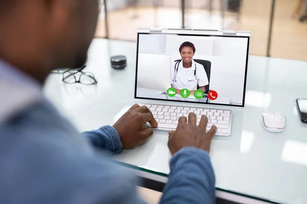 Telemedicina Conferenza Formazione Online Con Medico Banner Medico Apprendimento — Foto Stock