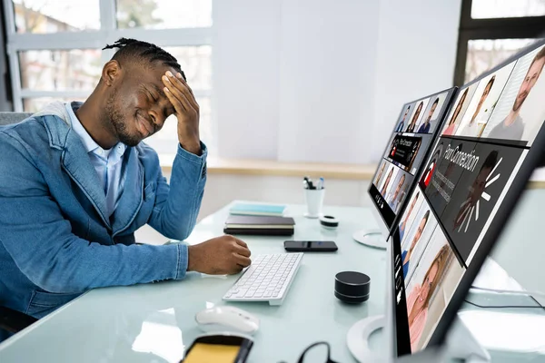 Video Conference Ligação Lenta Internet Problema Sinal Ruim — Fotografia de Stock