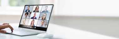Video konferansı Webinar Call. Çevrimiçi İş Toplantısı