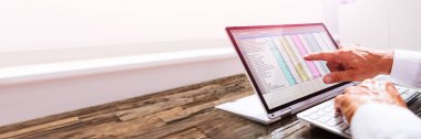 Ofiste Laptop Üzerinde Elektronik Tablo ile Çalışan İşadamı