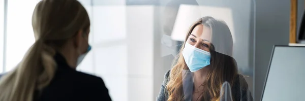 Financial Advisor Tax Consultant Wearing Medical Face Mask — Stock Photo, Image