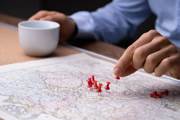 Localización Descubrimiento Viaje Mapa Con Place Pin — Foto de Stock