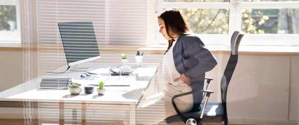 Bad Posture Sitting Office Backache Chair — Stock Photo, Image