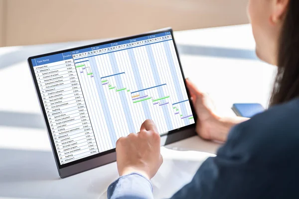 Projeto Software Gantt Gantt Calendário Agenda Digital — Fotografia de Stock