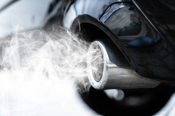 Dirty Engine Motor Exhaust. Vehicle Emission Pollution