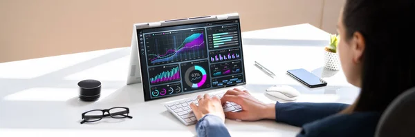 Kpi Dashboard Data Analytics Zakelijke Laptop — Stockfoto