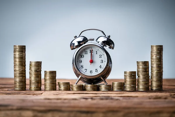 Gestión Del Tiempo Dinero Alarma Beneficios Depósito Impuestos — Foto de Stock