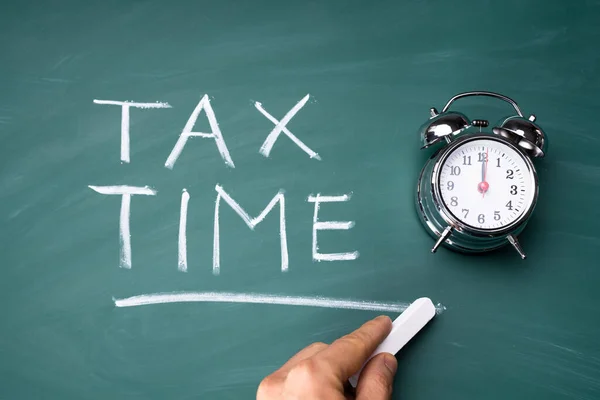 Alarmklok Tax Deadline Tekst Tijdschema Accountcontrole — Stockfoto