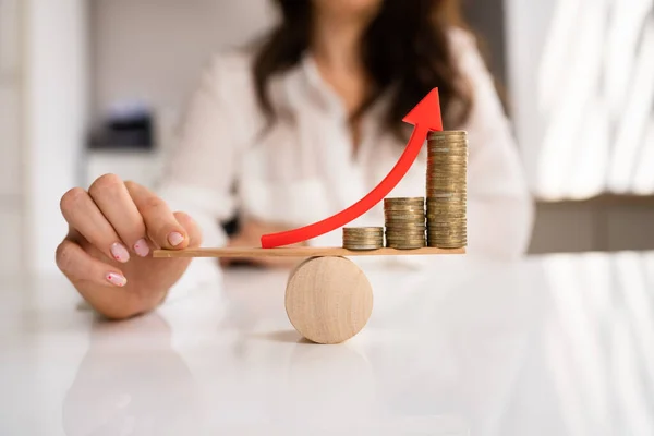 Apalancamiento Dinero Balance Inflación Concepto Financiero — Foto de Stock