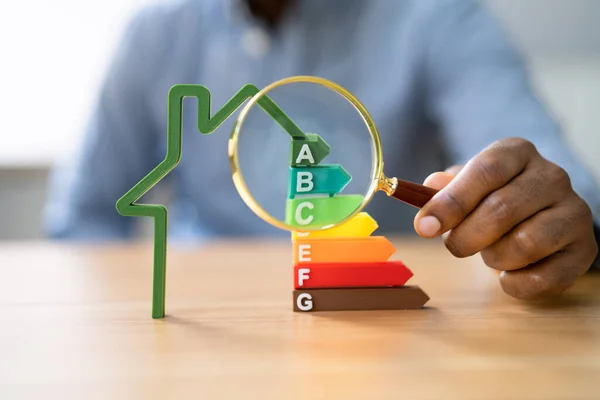 Energy Efficient House House Audit Rate Label — Stock Photo, Image