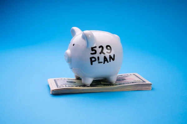 Piggy Bank 529 Číslo Zobrazeno College Saving Plan Concept — Stock fotografie