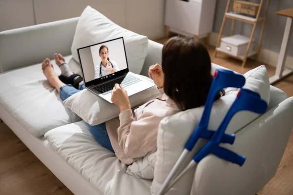 Patient Watching Online Video Consultation Doctor — Stok fotoğraf
