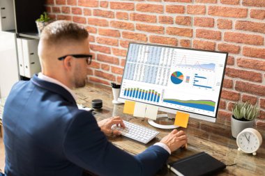 İş Veri Analisti Masaüstü Bilgisayarını Kullanıyor. Girişimcilik Çizelgeleri