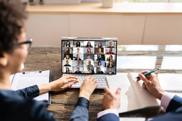 Online Virtuele Lezing Tutorial Meeting Video Webinar — Stockfoto