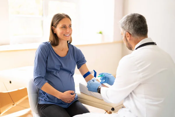 Blood Sample Collection Pregnant Woman Sugar Level Check — Stok fotoğraf