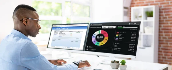 Online Bank Budget Computer App Für Finanzplanung — Stockfoto