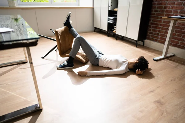 Office Slip Fall Accident Fainted Woman Workplace — Stockfoto