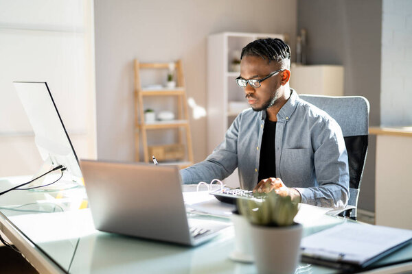 Business Accountant In Office Doing Accounting Work
