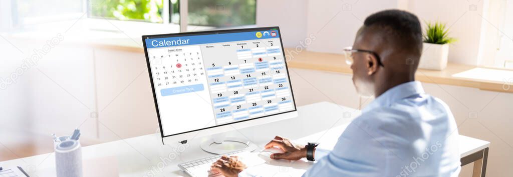Appointment Schedule Planner And Date Calendar On Desktop Computer